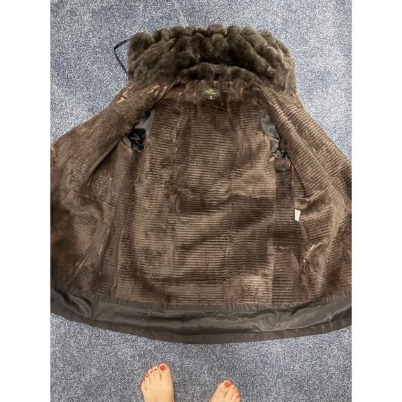 Vintage y2k warm Duck Sport NY Women’s Rabbit Fur Lined Black Coat size XS - Picture 4 of 9